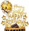 gold cake topper cake decoration happy birthday banner